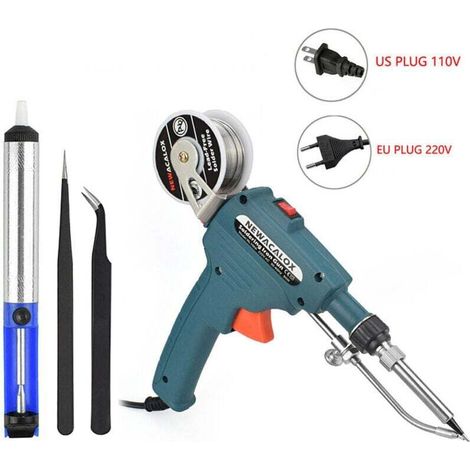Kit saldatore, pistola saldatrice elettrica da 60 W, strumento di saldatura a una mano con filo di stagno e pompa dissaldante per elettronica e riparazioni, saldatore a stagno per la creazione di gioi