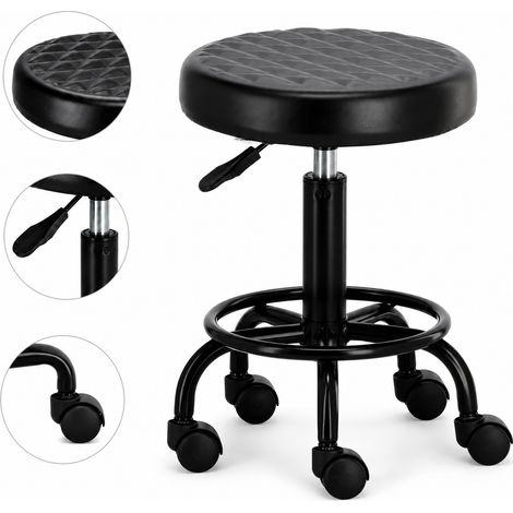 Taburete cosmético, silla de peluquería, taburete, silla de montar, SPA, móvil, negro (1/5)