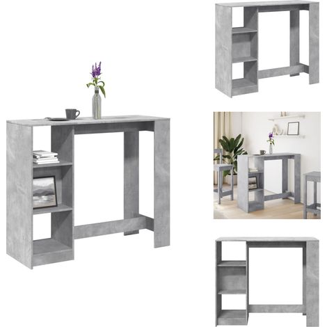 Table de bar avec étagère gris béton bois d'ingénierie - Table De Bar - Tables De Bar - Table De Pub - Table De Bar De Cuisine (1/5)