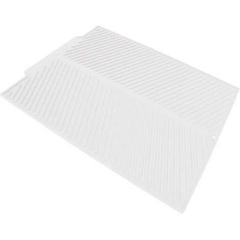 Tapis égouttoir à vaisselle en silicone 485 x 405 mm, résistant à la chaleur, antidérapant, blanc. (1/5)