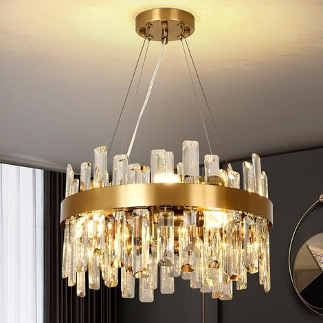 1 Lustre Suspension 8 Ampoules E14 Cristal K9 Rond Salon Salle À Manger Chambre (1/5)