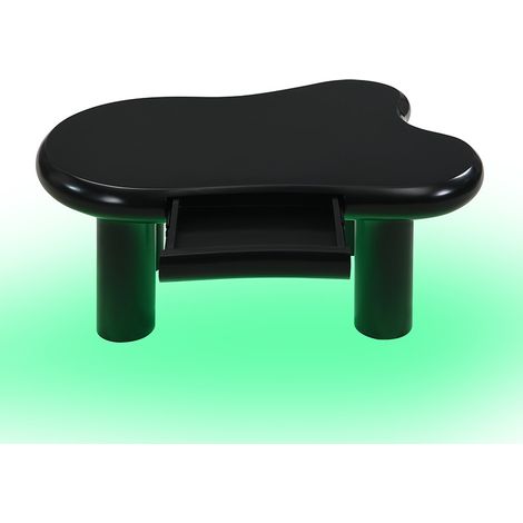 Table basse noire en forme de nuage en MDF avec éclairage LED multicolore et tiroir de rangement (1/5)