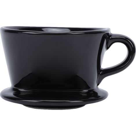 Doseur à café en céramique Noir 1-2 tasses Filtre V forme 3 trous Design conique Rétention chaleur optimale pour infusion manuelle (1/5)