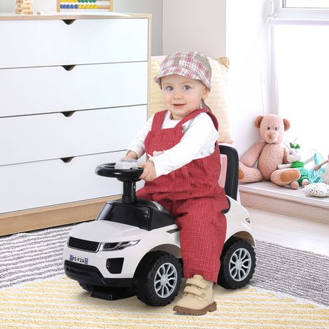 Porteur enfant véhicule à pousser, porteur bébé avec klaxon, blanc, compteurs factices et coffre à jouets pour enfants de 12 à 36 mois