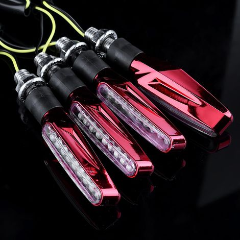 4 Clignotants Moto Universels LED 9 Diodes Feux de Signalisation Ambre Rouge (1/5)