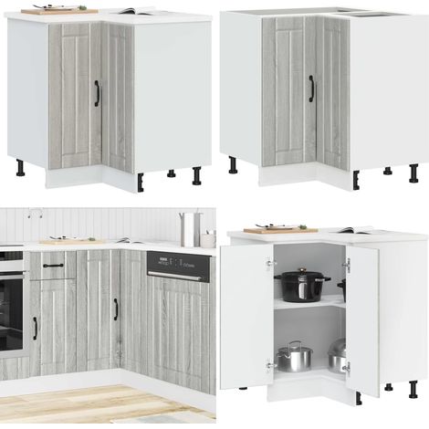 vidaXL Küchen-Eckunterschrank Lucca Grau Sonoma Holzwerkstoff (1/5)