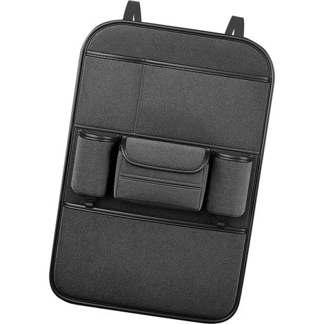 Organisateur de Siège Auto Grande Capacité Multifonction Sac Rangement Dossier avec Pochettes pour Bureau Enfant Noir (1/5)
