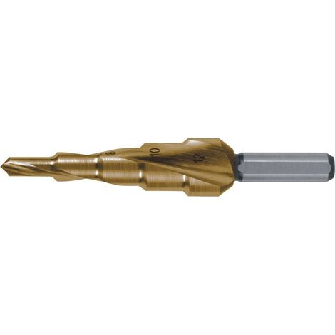 RUKO  Punta  conica  HSS-TiN  scanalata  a  spirale  con  affilatura  a  croce  Ø  4  -  12  mm  -  101050-5T