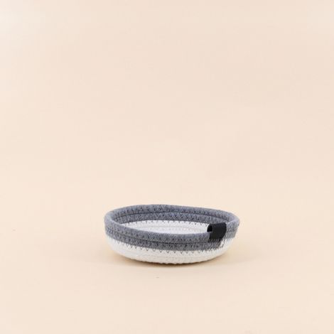 Panier en corde blanc détail gris 15x4cm (1/4)