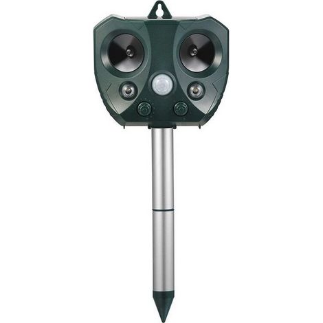 Répulsif à ultrasons pour chat, répulsif pour chat d'extérieur - Répulsif pour chat étanche à énergie solaire et fréquence réglable - avec alarme et lumières clignotantes pour repousser les para (1/4)