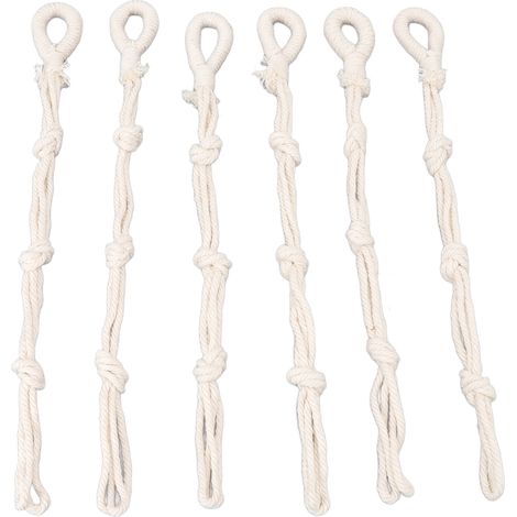 Lot de 6 supports pour plantes en macramé, corde en coton tressé, réglables, pour l'intérieur et l'extérieur. (1/5)