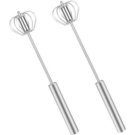 Pressa per uova manuale, 2 pezzi, frusta in acciaio inox, sbattitore rotante semiautomatico, mixer rotante, strumento per mescolare, per montare, sbattere e mescolare il latte d'uovo (1/5)