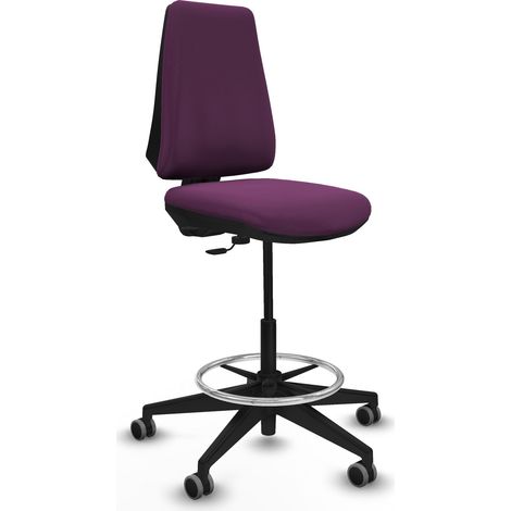 Taburete Elche CP similpiel morado base piramidal ruedas 65mm engomadas
