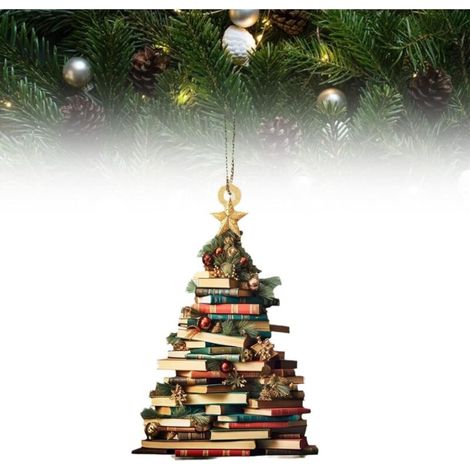 DéCoration De Librairie De NoëL, Ornement à Suspendre, Pendentif Livres DéCoration De FêTe DéCoration à Suspendre Decoration Noel, Moins De 2 Euro, Sapin Suspension Ornement Plat en Acrylique 2D (1/4)