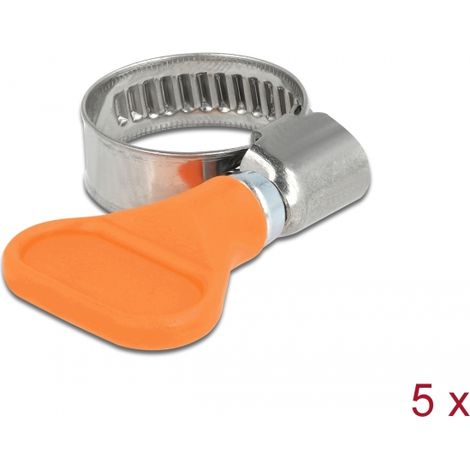 Delock Abrazadera de manguera de mariposa de acero inoxidable 400 SS 12 - 20 mm 5 piezas naranja