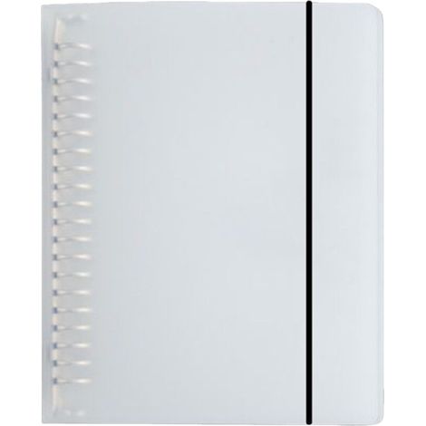 Cubierta semitransparente para carpeta de seis agujeros, elegante y práctica, impermeable y duradera, compacta y portátil, con correa de sujeción desmontable y cierre metálico.