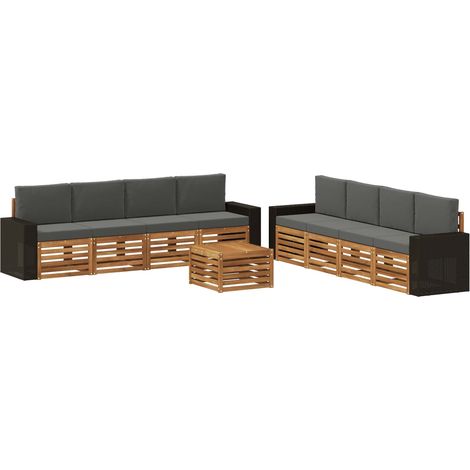 Set di divani da esterno 9 pz Naturale e Antracite vidaXL (1/5)