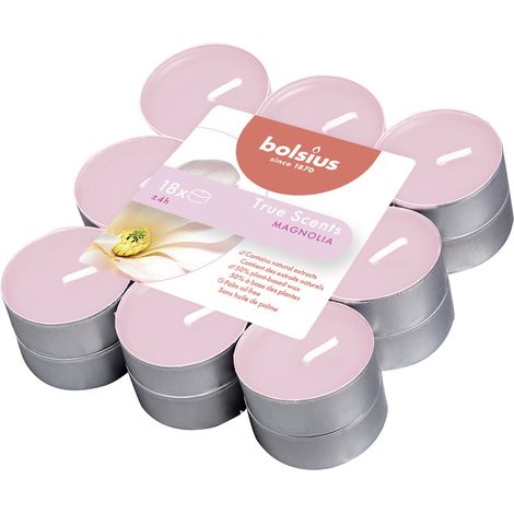 Bolsius Duftteelichte Magnolie Höhe 1,15 cm, Ø 3,1 cm, 18er Pack Kerze Teelicht (1/2)