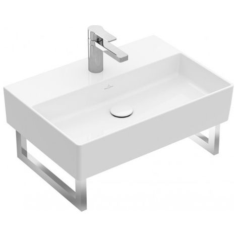 Villeroy & Boch Memento 2.0 lavabo mural, 600 x 420 mm, 1 trou pour robinet, sans trop-plein, non poli, 4A2261, Coloris: Ebène, Céramique Plus - 4A2261S5