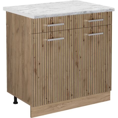 Mobiletto base per cucina R-Line, Rovere artigianale, 80 cm PL Marmo, Vicco
