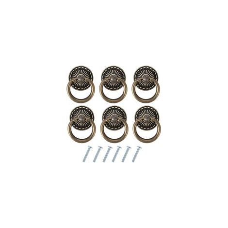 6PCS Poignee de Meuble Vintage Poignées de Tiroir Antique Poignée de Porte en Bronze pour Meuble Armoire Commode Porte Placard (1/4)