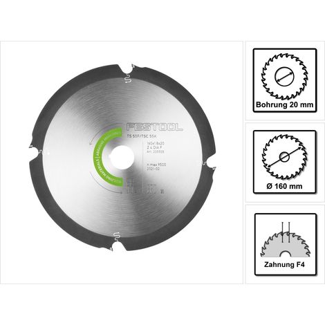 Diamant-Sägeblatt für abrasive Materialien FESTOOL DIA 160x1,8x20 F4 - 205558