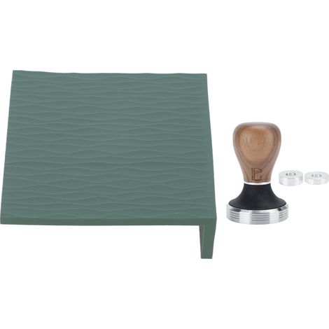 Tapis en Silicone pour Tasseur à Café avec Tasseur en Acier Inoxydable et Poignée en Bois 58mm, Vert pour Cuisine (1/5)