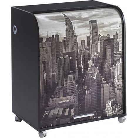 Bureau Informatique Noir à Roulettes - Coloris: New York 500 (1/4)