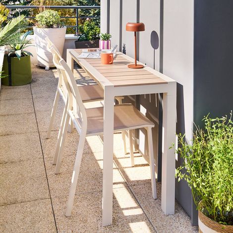 Table de jardin 2 places Evasion beige lin - Hespéride