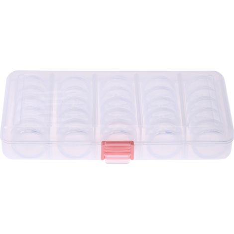 25 pièces de pots de rangement ronds pour perles de bijoux en plastique transparent avec boîte rectangulaire (1/5)