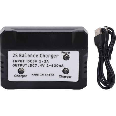 Chargeur d'équilibre 2S pour batterie LiPo 7.4V, compatible voiture, bateau et avion RC Wltoys, noir (1/5)