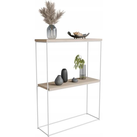 Consola doble para recibidor de alambre de 8 mm 60x20 Roble Sonoma Blanco Mate (1/4)