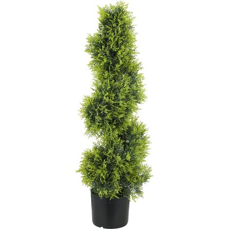 Cyprès artificiel de 90 cm, plante artificielle en spirale, plante artificielle en plastique en pot, décoration moderne (1/5)