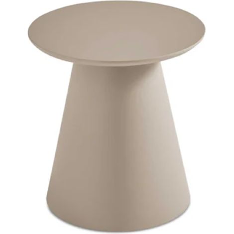 Tavolino rotondo con piano in legno e base in metallo Tortora - TRIADE Small (1/2)