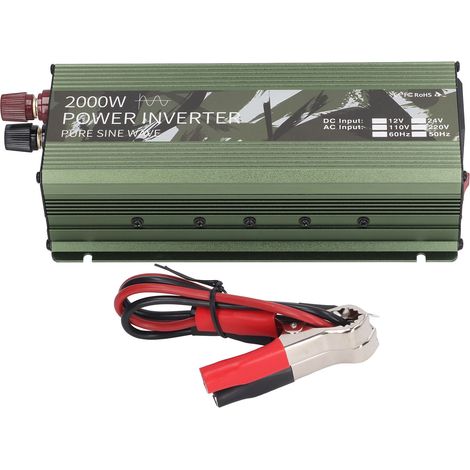 Convertisseur de tension 12V vers 220V 2000W Pur Sinus, Onduleur de courant continu à alternatif avec ventilateur intégré (1/5)