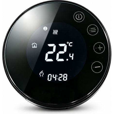Thermostat Wi-Fi X7H pour chaudière murale, noir, rond, affichage numérique, application Tuya