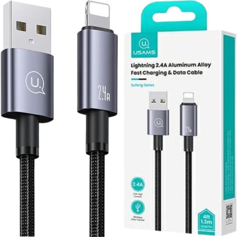 Usams USB-auf-Lightning-Kabel 2,4 A 1,2 m Schnellladefunktion Stahl/Angelaufen SJ667USB01 (US-SJ667) (1/3)