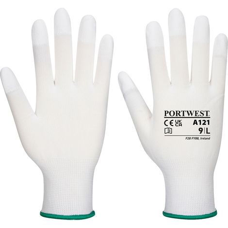 Handschuhe mit PU-Beschichtung, Finger, Weiß, XS – Größe 6 (1/2)