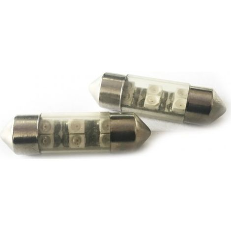 Coppia 2 Lampade Led T11 C5W Siluro 31mm Con 6 Smd 3528 Colore Giallo Yellow 12V 1W