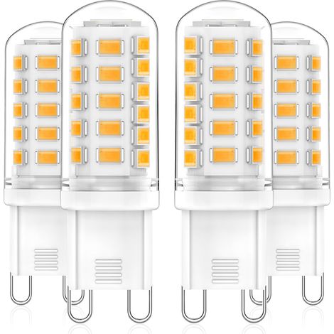 Ampoules LED G9 3 W (équivalent halogène 33 W / 40 W / 50 W), blanc chaud 2700 K, 500 lm, angle de diffusion 360°, sans scintillement, IRC 83+, AC/DC 220-240 V, non dimmable, lot de 4 (1/5)