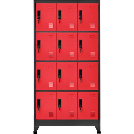 Maison Exclusive - Armadietto con Serratura Antracite e Rosso 90x45x180cm Acciaio