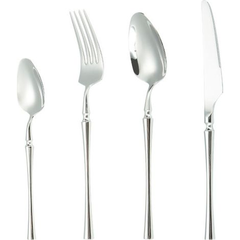 Ensemble de couverts à steak en acier inoxydable, manche plat, plaqué argent, 20 pièces, (1/2)