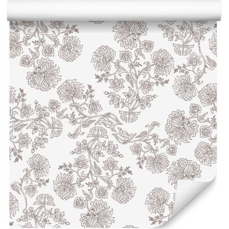 Carta da parati con fiori grigio chiaro per soggiorno e camera da letto, 50x1000 cm (1/5)