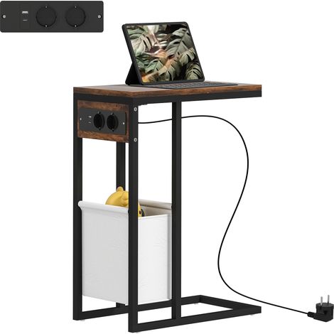 Table d’appoint en C avec prises électriques, table mobile pour salon (1/5)