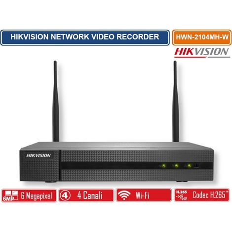NVR WIRELESS WIFI 4 CANALI 4 MPX H.265+ UTP ONVIF HIKVISION (1/5)