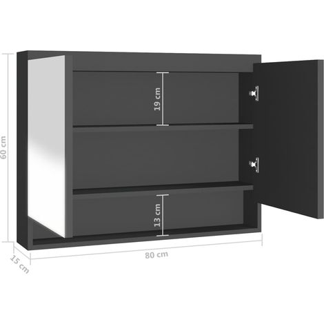 Armoire à miroir de salle de bain 80x15x60 MDF Anthracite (1/5)
