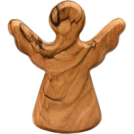 Ange gardien en bois d'olivier 1 pièce Sculpture artisanale naturelle Porte-bonheur spirituel (1/5)