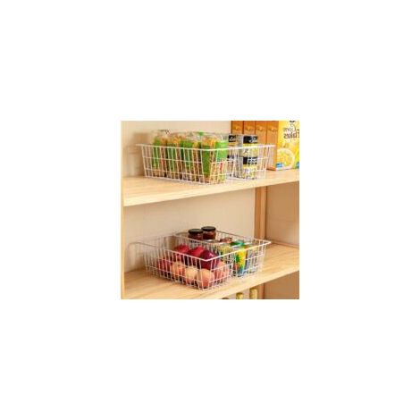 Drahtkörbe zur Aufbewahrung für Kühlschrank, Küche, Bad, Weiß, 4er-Set - Crezuo (1/4)