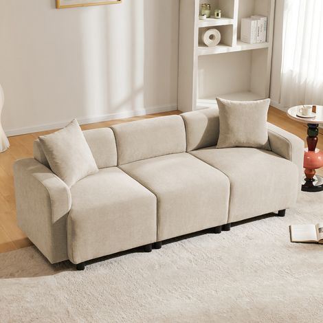 Sofá tapizado de 3 plazas diseño moderno con cojines decorativos para salón mueble confortable estilo contemporáneo (1/5)