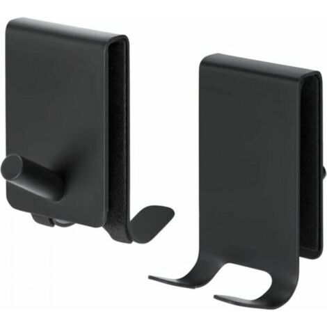 Crochets pour serviettes de douche sans perçage, crochets de porte de salle de bain en acier inoxydable pour verre de 4 à 10 mm d'épaisseur, lot de 2, noir